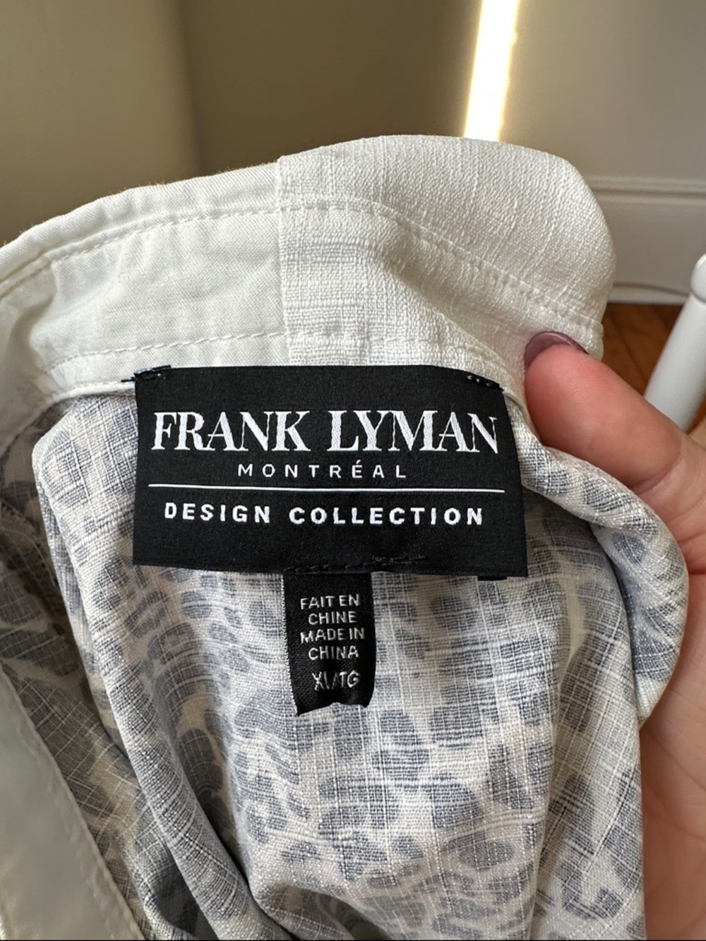 FRANK LYMAN Leopard & Typography Collared Shirt Sparkle Glam Unique Maximal XL - Picture 9 of 10